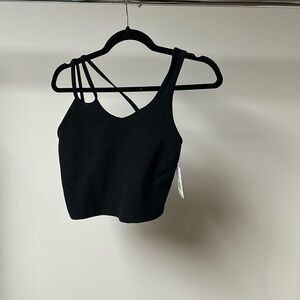 Beyond Yoga - Asymmetric Black Strappy Crop Tank Top